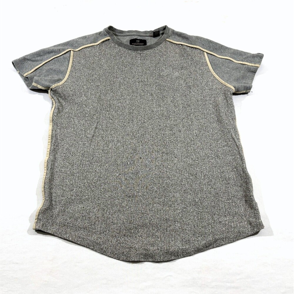 Scotch & Soda Mens Heather Gray Piping Crew Cotton T-shirt Tee Preppy Top Sz L